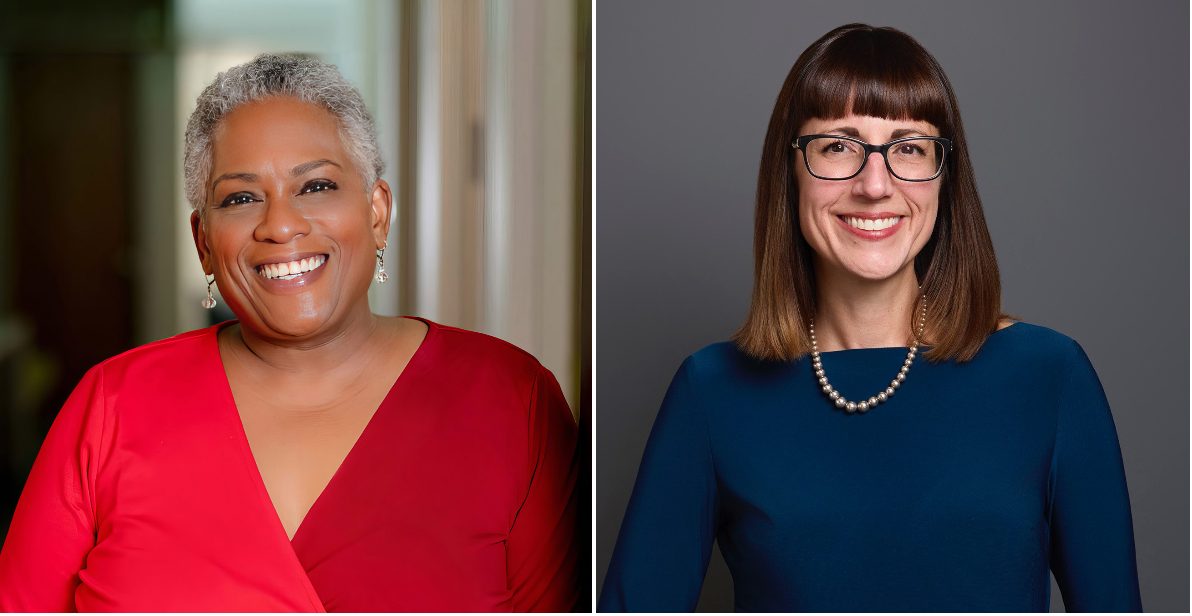 Side by side headshots of two women