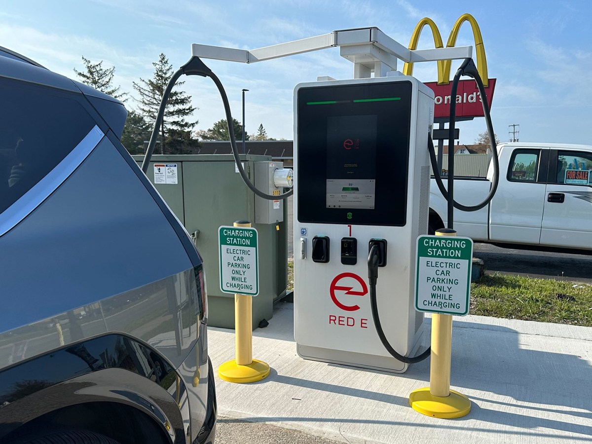 An EV car being charged.