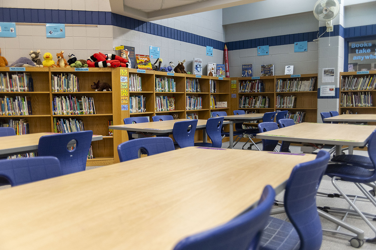 A library at a Michigan school in the Holt Public School District on Tuesday, Jan. 28, 2025.