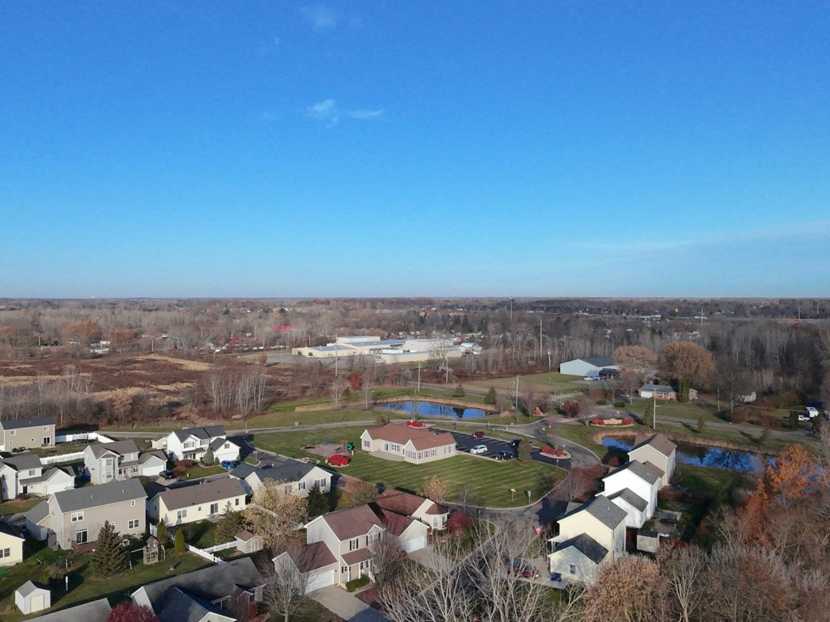 An aerial view of Maple Creek.