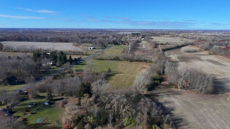 An aerial photo of empty land. 