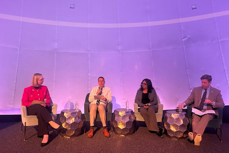 A panel on the stage.