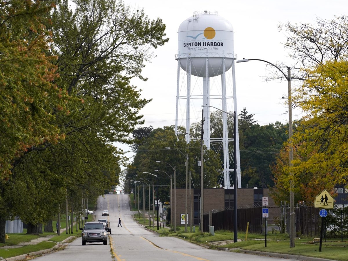 a water tower in Benton Harbor
