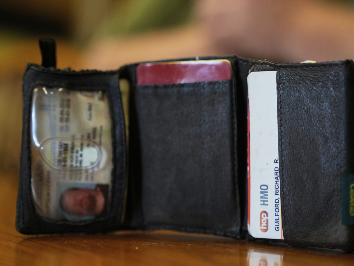 A wallet on display
