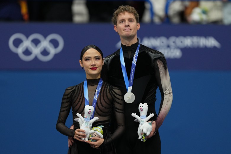 Madison Chock and Evan Bates on the ice. 
