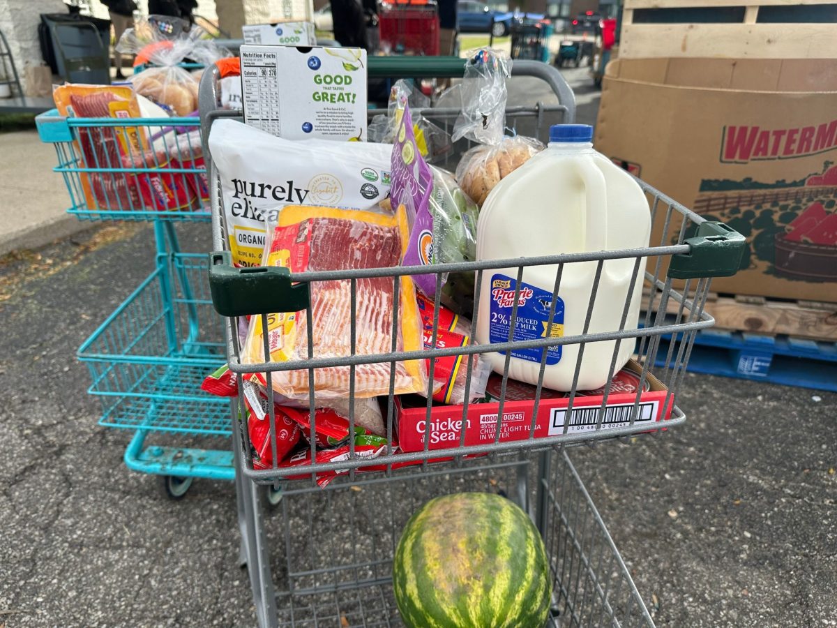 Food in a cart.