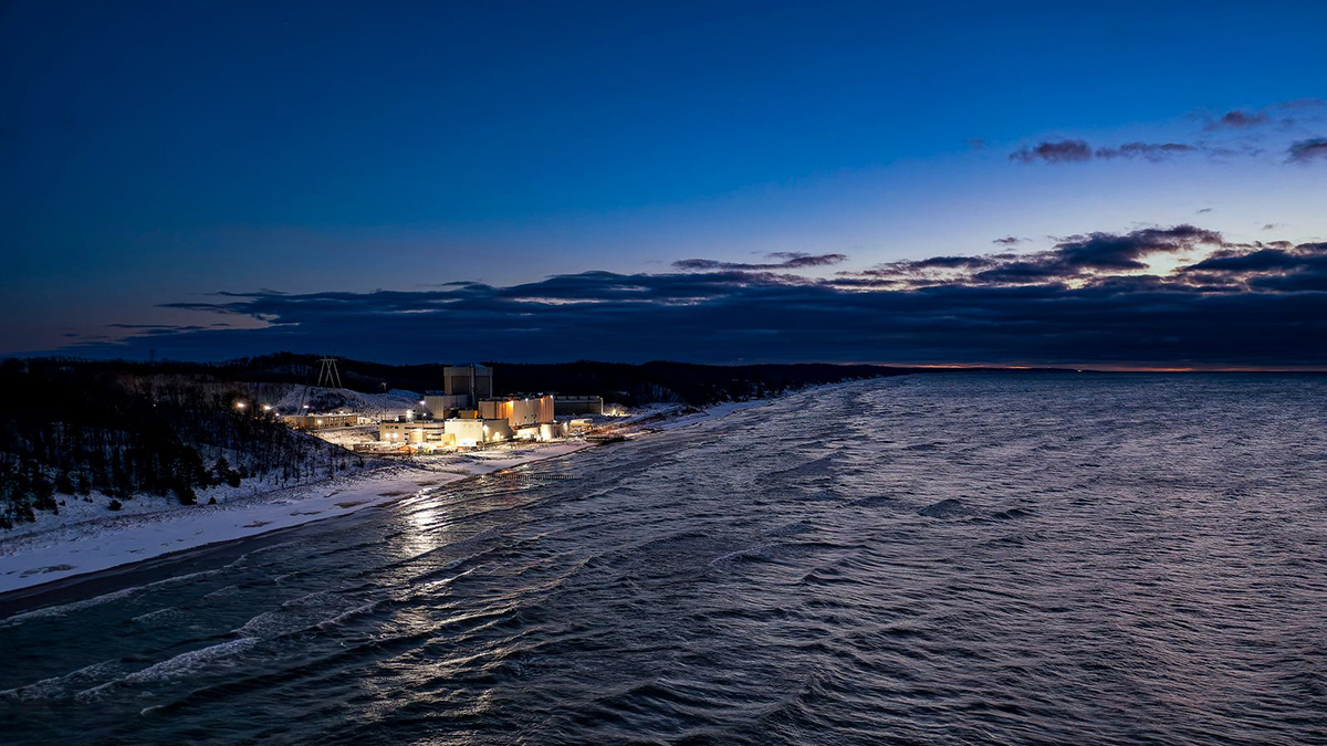 Palisades Nuclear Plant at night.