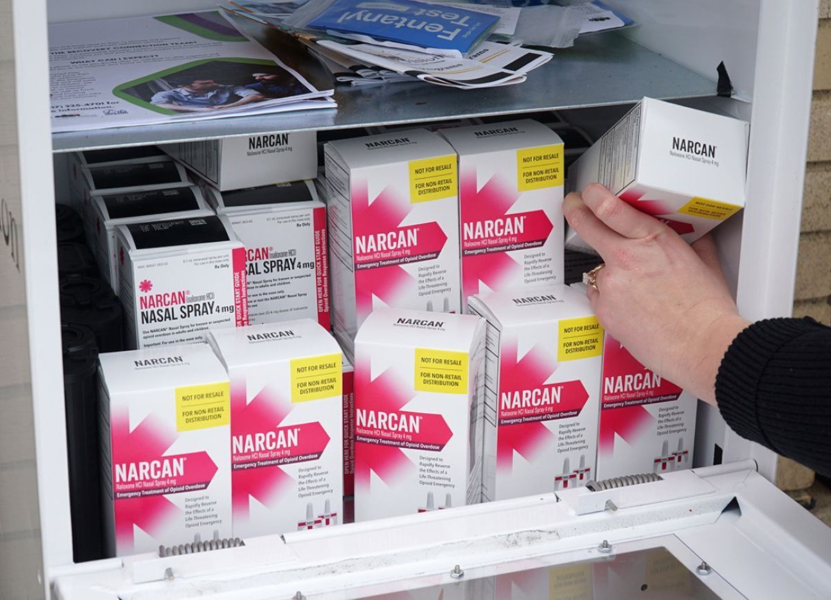 A box full of Narcan.