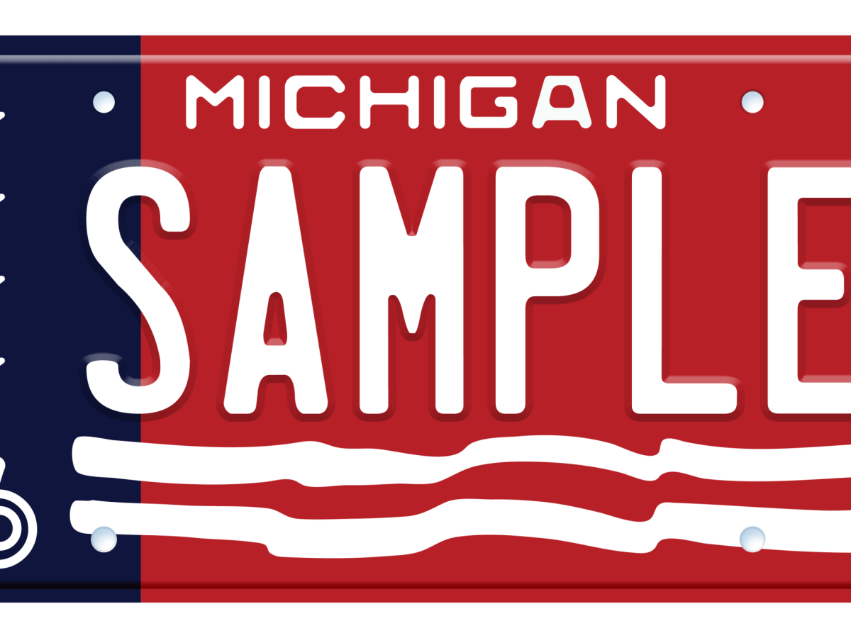 Michigan red white and blue license plate