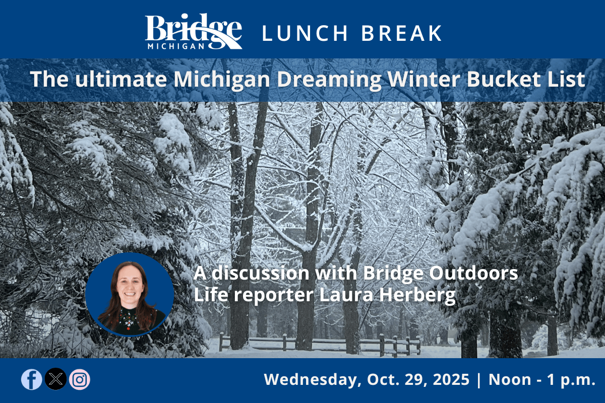 A flier for the October Bridge Michigan Lunch Break eent